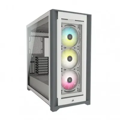 Corsair iCUE 5000X RGB Tempered Glass Mid-Tower ATX PC Smart Case - White